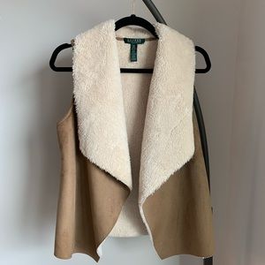 Faux Shearling Sheepskin Suede Vest